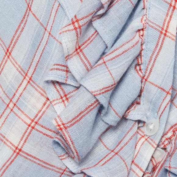 Veronica Beard NWT Size XS Leina Shirt in Vapor Multi, Sleeveless Ruffles Linen - Picture 4 of 14